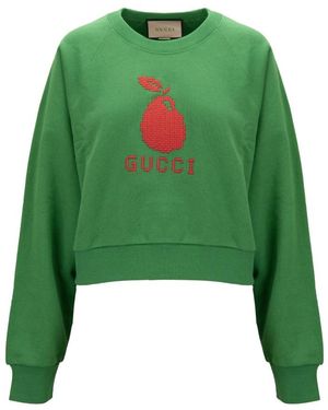 Gucci Cropped Crewneck Sweatshirt - Groen
