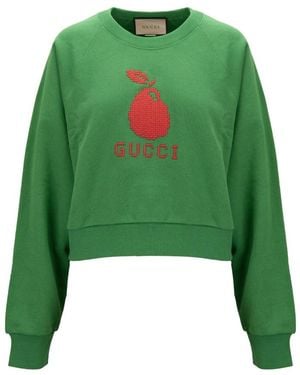 Gucci Cropped Crewneck Sweatshirt - Groen
