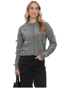 Y.A.S Yasfrilo Ls Bow Knit Cardigan - Grijs
