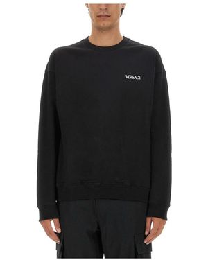 Versace Hoodies & Sweatvesten ,Zwart ,Katoen Hills Sweatshirt