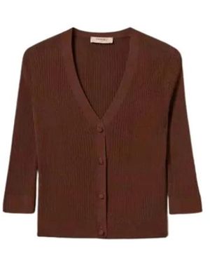Twinset Katoen En Zijde Vest - Bruin