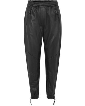 Munthe Zwarte Leren Broek Met Stijlvolle Details
