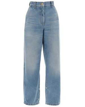 Palm Angels Gewaschene Logo Wide Denim Hose - Blau