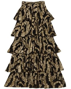 byTiMo Gouden Ruffle Maxi Rok - Groen
