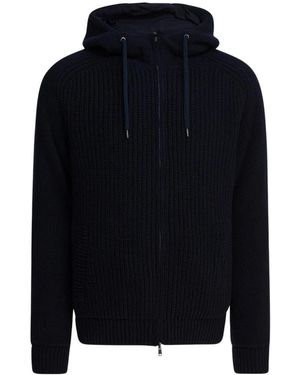 Herno Truien & Vesten ,Blauw ,Wol Wollen Vest Met Rits En Capuchon