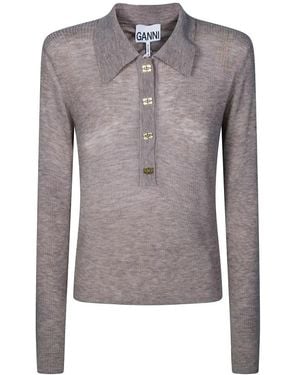 Ganni Round-Neck Knitwear - Gris