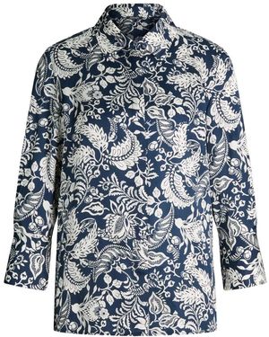Joop! Viscose Blouse Met Botanische Print - Blauw