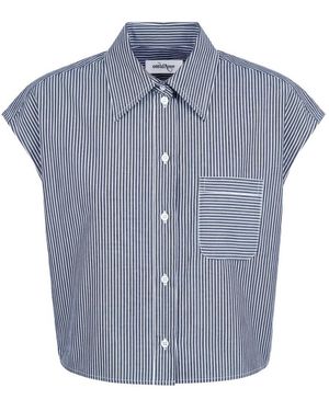 Ottod'Ame Overhemden ,Veelkleurig ,Katoen Cropped Gestreept Shirt - Blauw