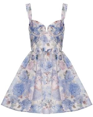 Zimmermann Rebellion Drape Mini Dress - Blauw