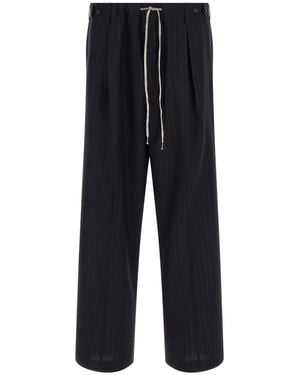 Maison Margiela Nauwsluitende Wollen Broek Met Krijtstreep En Trekkoord - Zwart