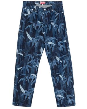 KENZO Chiku-Rin Camo' Botan Loose Jeans - Blue