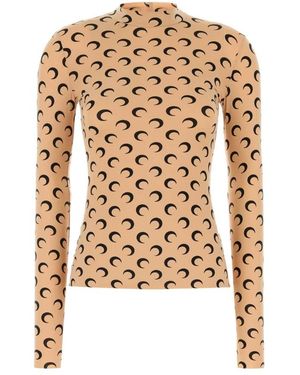 Marine Serre Moon Print Long Sleeve Top - Naturel