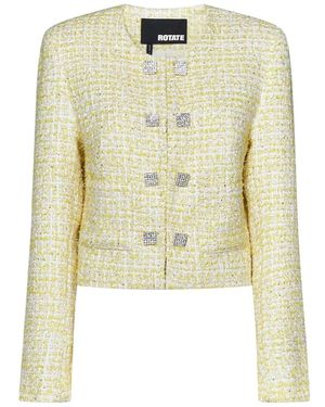 ROTATE BIRGER CHRISTENSEN Americana Corta De Tweed Amarillo, Mujer, Talla