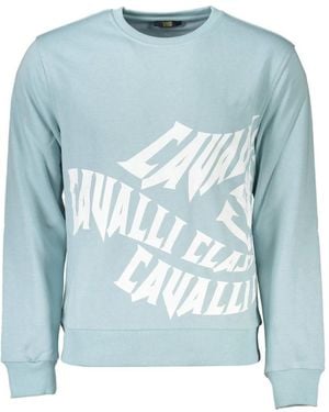 Roberto Cavalli Blauwe Sweater Met Lange Mouwen En Print