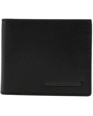 Tom Ford Accessoires ,Zwart ,Leer Soepel Generfd Lederen Verlengde T Line Klassieke Bifold Portemonnee