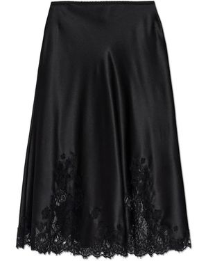 Dolce & Gabbana Rokken ,Zwart ,Katoen Zijden Rok Met Kantafwerking