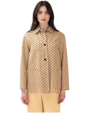 Max Mara Jassen ,Katoen Oversized Jas Van Katoen En Linnen Met Stippen - Bruin