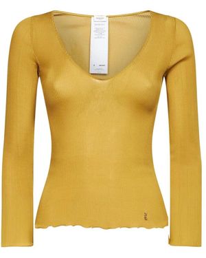 Saint Laurent V-Neck Knitwear - Yellow