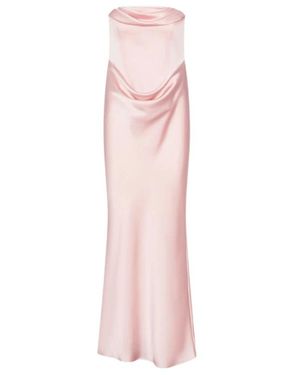 ROTATE BIRGER CHRISTENSEN Kleedjes ,Roze ,Leer Corsage Lange Jurk
