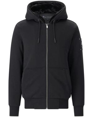 Moose Knuckles Hoodies & Sweatvesten ,Zwart ,Leer Zip-Through Jas