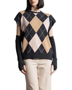 Kaos Truien & Vesten ,Veelkleurig ,Wol Argyle Vest - Zwart