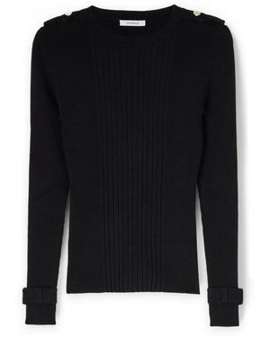 mötivi Gerippter Pullover Mit Epauletten - Schwarz
