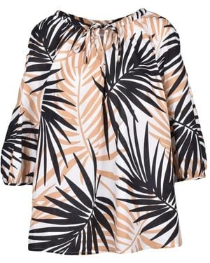 Marina Rinaldi Overhemden ,Veelkleurig ,Katoen Blusa - Zwart