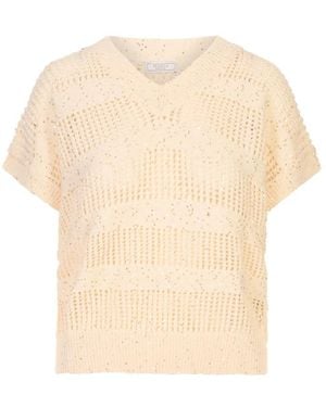 Peserico V-Neck Knitwear - Natural