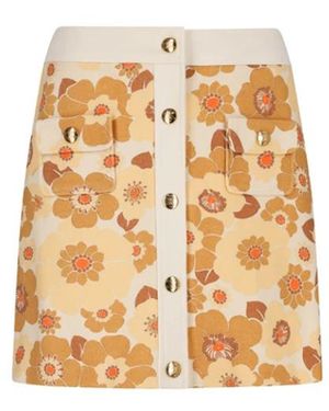 Celine Trapeze Mini Rok - Naturel