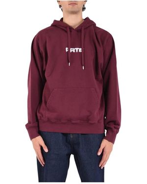 Arte' Kapuzenpullover Aus Schwerer Baumwolle Mit Weißem Logo - Rot