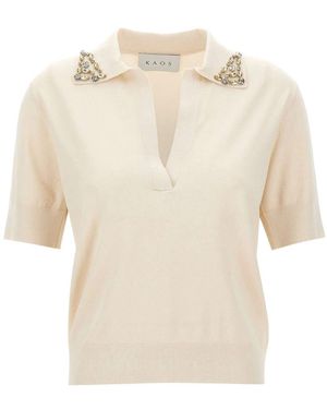 Kaos Gebreid Poloshirt - Naturel