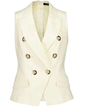 Balmain Jassen ,Katoen Mouwlloze Tailored Vest - Naturel