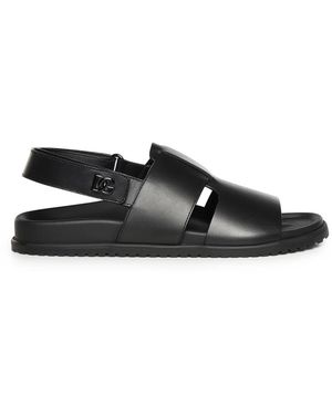 Dolce & Gabbana Schoenen ,Zwart ,Leer Platte Sandalen