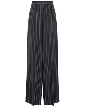 Max Mara Pantaloni Gessati Con Piega - Zwart