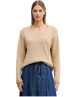 Mos Mosh Truien & Vesten ,Katoen Mmbine V-Neck Knit - Blauw
