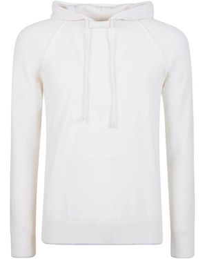 Eleventy Truien & Vesten ,Wit ,Kasjmier Maglia Girocollo Cappuccio