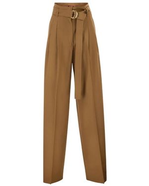 Max Mara Broeken ,Wol Uitlopende Broek - Naturel