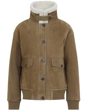 Yves Salomon Lammfell-Bomberjacke - Grün