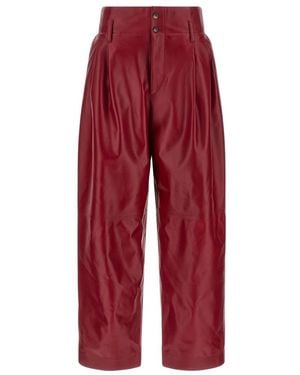Alberta Ferretti Leather Trousers - Red