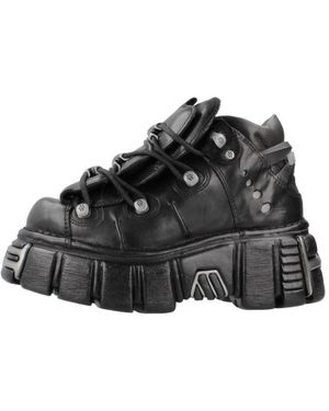 New Rock Lace-Up Boots - Black