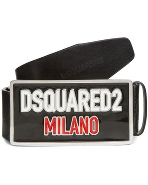 DSquared² Schwarzer Rindsleder Gürtel Schnalle