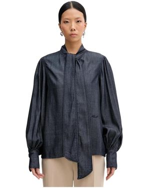 KARL LAGERFELD Overhemden ,Blauw ,Denim Denim Blouse Met Soepele Pasvorm