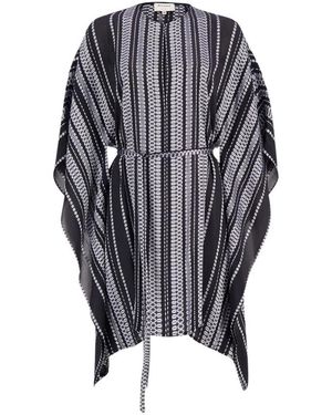 Zeus+Dione Anemone Gestreepte Zijden Kaftan - Grijs