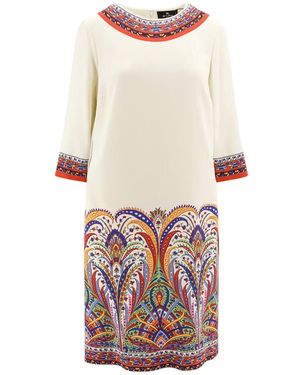 Etro Kleedjes ,Veelkleurig ,Iconische Viscose Jurk Met Print - Wit