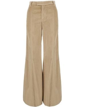 Brunello Cucinelli Broeken ,Katoen Monili Katoen Corduroy Wijde Pijpen Broek - Naturel