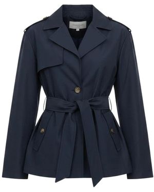 CafeNoir Jassen ,Blauw ,Leer Technische Trenchcoat