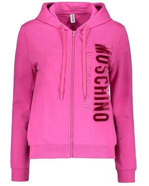 Moschino Samt-Einsatz Full-Zip-Hoodie - Pink
