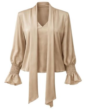 Silvian Heach Overhemden ,Blusa Con Scollo Profondo E Dettaglio Annodato - Naturel