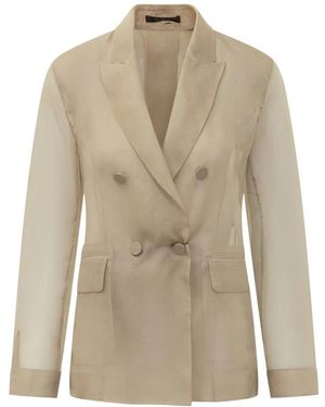 Max Mara Jassen ,Organza Slogan Giacca - Naturel