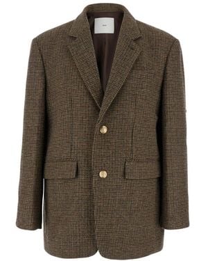 DUNST Braune Karierte Wolljacke - Grün